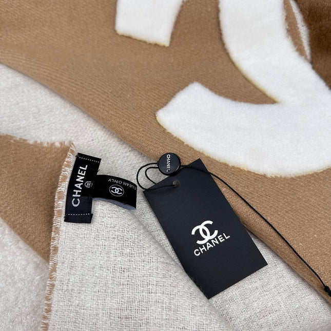SCARF 200 CM IN CIDER BROWN MIX WHITE CASHMERE AND WOOL 399796
