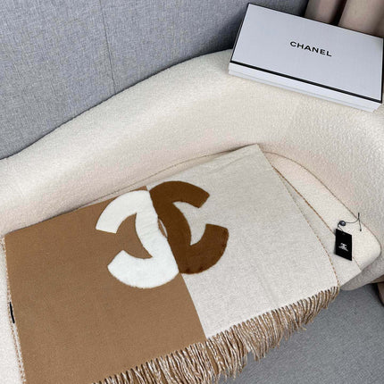 SCARF 200 CM IN CIDER BROWN MIX WHITE CASHMERE AND WOOL 399796