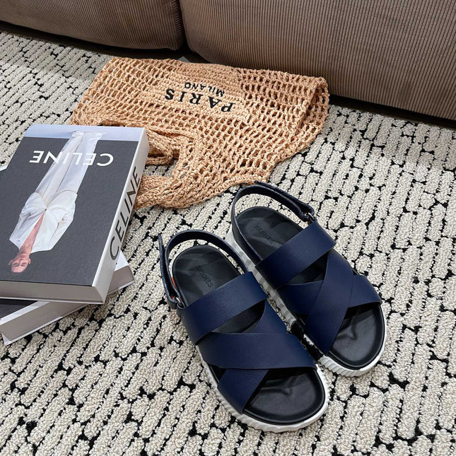 ELECTRIC SANDAL BLACK MIX NAVY CALFSKIN