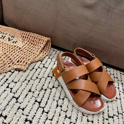 ELECTRIC SANDAL CHOCOLATE CALFSKIN