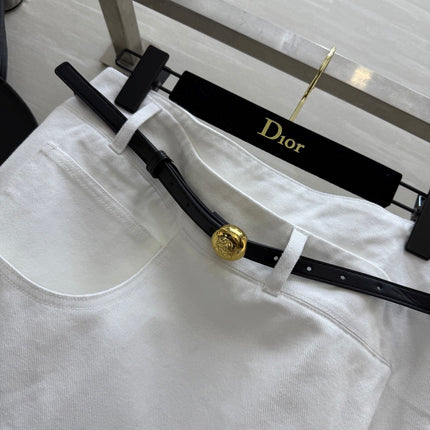 Loewe 25 Belt Skirt White Cotton