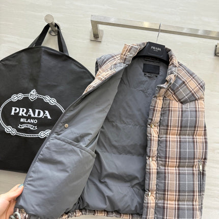 PRADA 25S PLAID DOWN VEST 512