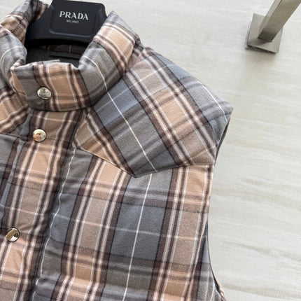 PRADA 25S PLAID DOWN VEST 512