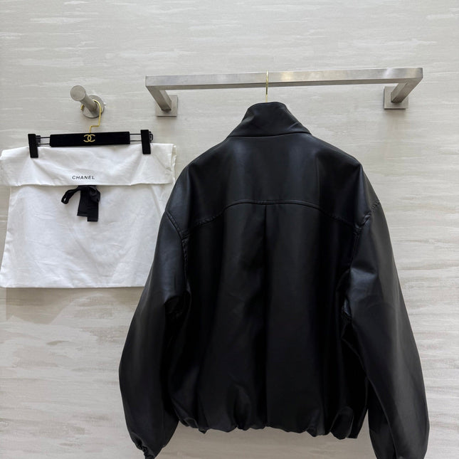 CHANEL 25S STAND-COLLAR LEATHER JACKET 291