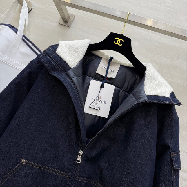 MONCLER 25S COTTON DENIM HOODED JACKET 345