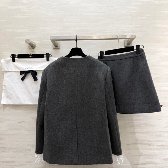 CHANEL 26S WOOL JACKET AND SKIRT SET 870