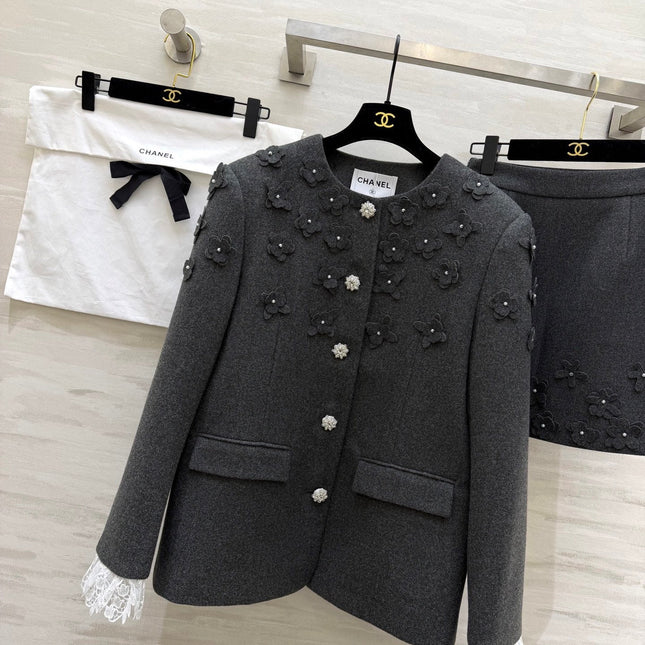 CHANEL 26S WOOL JACKET AND SKIRT SET 870