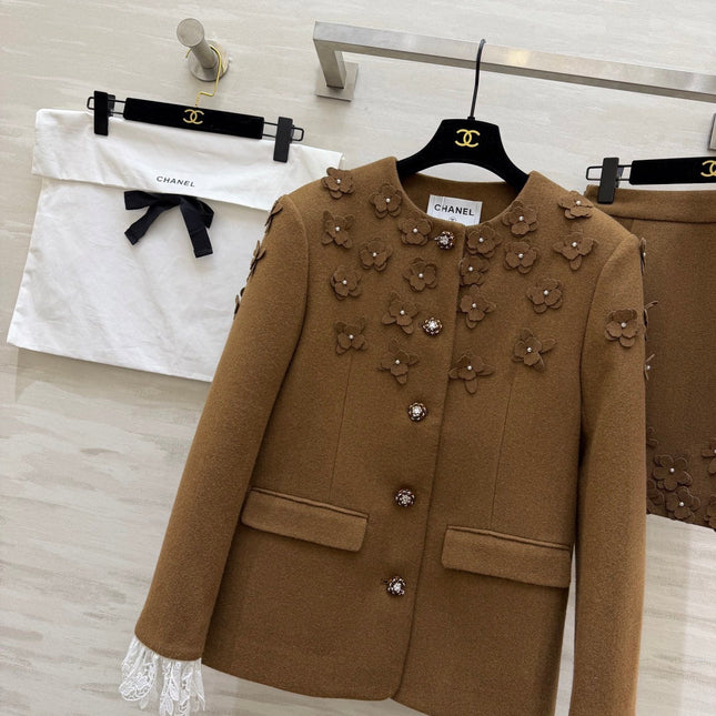 CHANEL 26S WOOL JACKET AND SKIRT SET 869