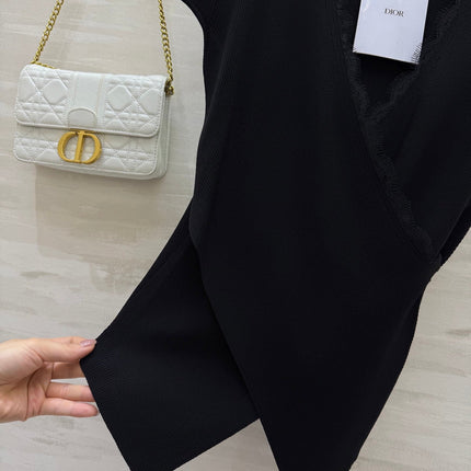 DIOR 26S CROSSOVER LACE-TRIM TOP 1201
