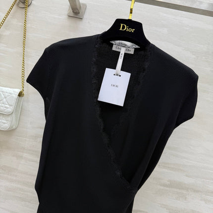 DIOR 26S CROSSOVER LACE-TRIM TOP 1201
