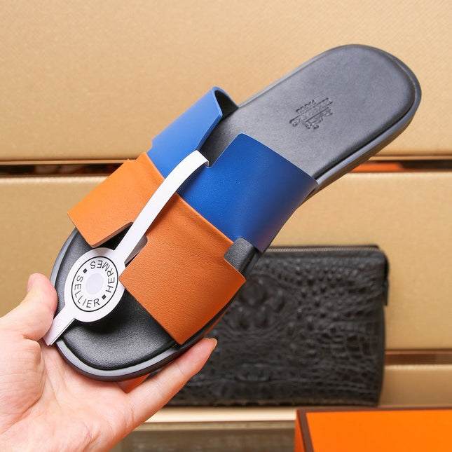 HM IZMIR SANDAL COBALT AND TIGER LAMBSKIN