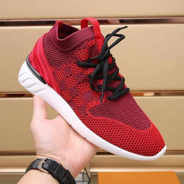 LV SNEAKERS IN CURRANT RED MESH FABRIC