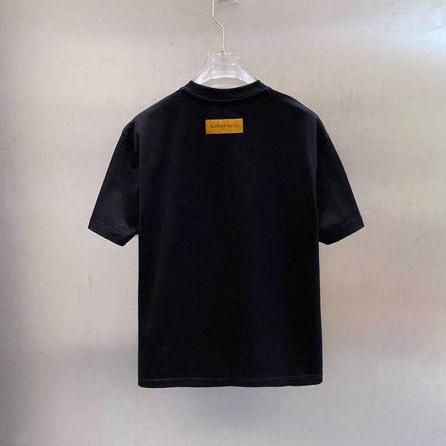 LV BLACK COTTON T-SHIRT YELLOW LOGO 238821