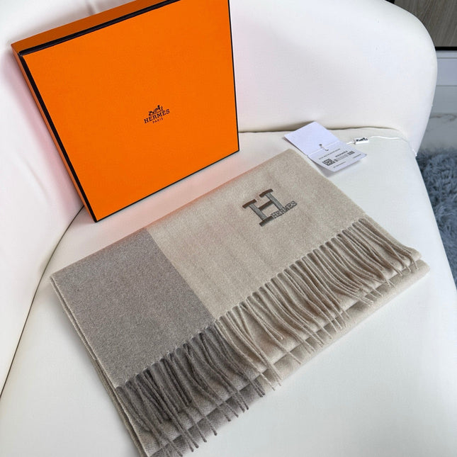 HERMES 26S LONG SCARF 190 IN CASHMERE 309794