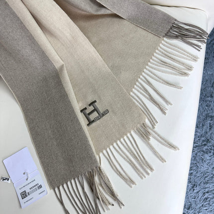 HERMES 26S LONG SCARF 190 IN CASHMERE 309794