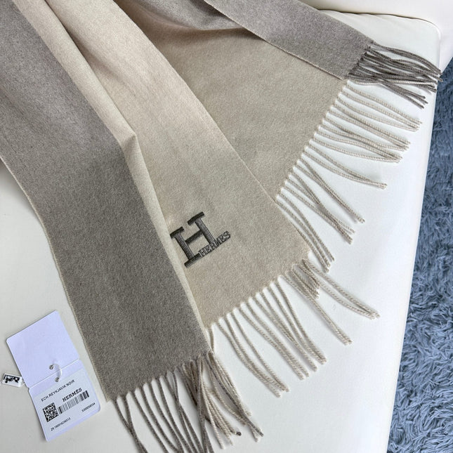 HERMES 26S LONG SCARF 190 IN CASHMERE 309794