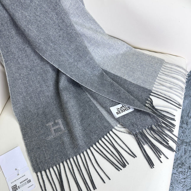 HERMES 26S LONG SCARF 190 IN CASHMERE 309793