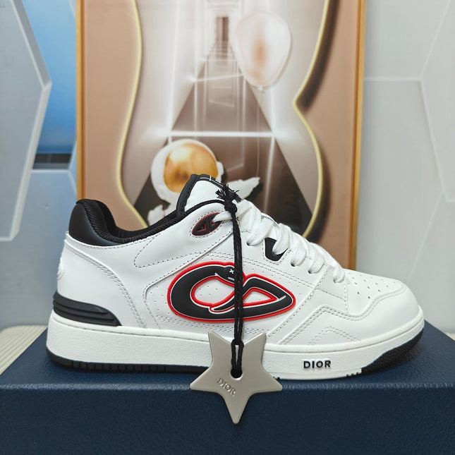 DIOR 26S LOW-TOP SNEAKER IN WHITE AND BLACK CALFSKIN