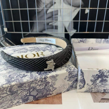 DIOR 26S HEADBAND IN BLACK AND WHITE FABRIC 496754