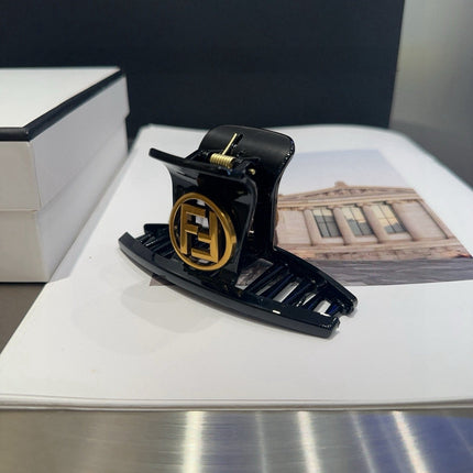 DIOR 26S BOW HAIR CLIP IN BLACK ACETATE 512088