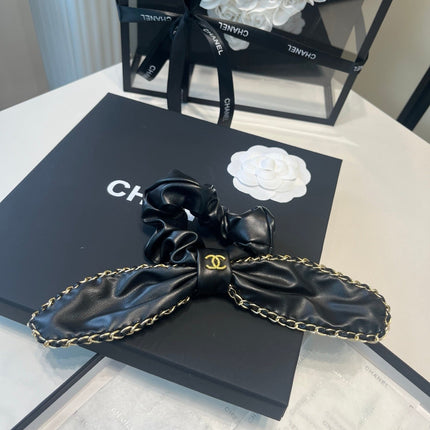CHANEL 26S BOW SCRUNCHIE IN BLACK LEATHER 512119