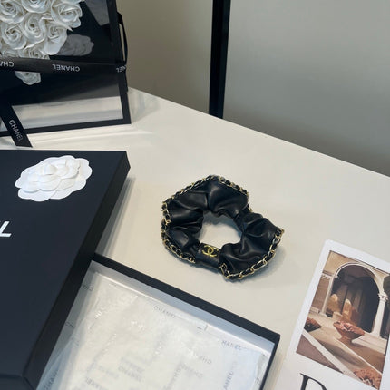 CHANEL 26S SCRUNCHIE IN BLACK LEATHER 512120