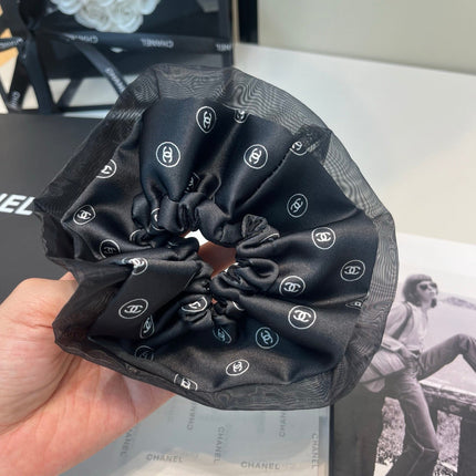 CHANEL 26S BOW SCRUNCHIE IN BLACK SILK 512117