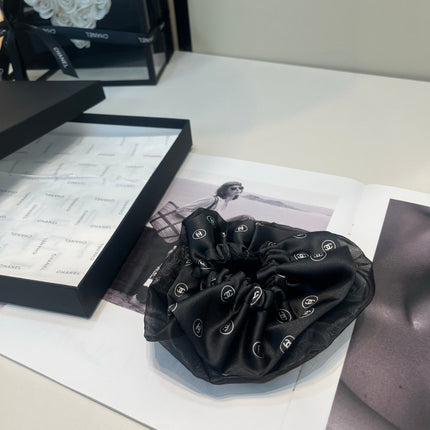 CHANEL 26S BOW SCRUNCHIE IN BLACK SILK 512117