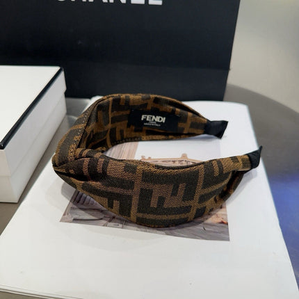 DIOR 26S BOW HEADBAND IN BLACK AND BROWN FABRIC 500678