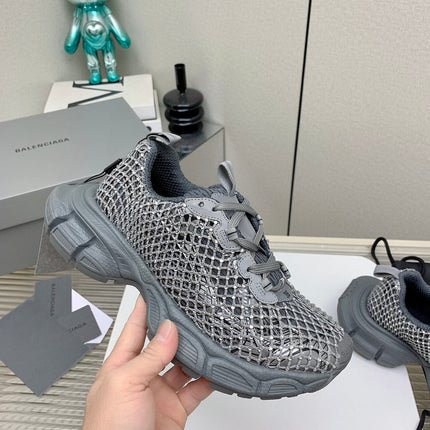 XL FISHNET SNEAKER IN GRAY MESH, POLYURETHANE, POLYESTER WITH RHINESTONES