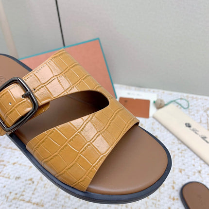 SANDALS IN LIGHT BROWN SNAKE EMBOSSED CALFSKIN
