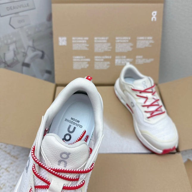 LOEWE 26S ON CLOUDTILT SHOES IN WHITE AND RED MESH