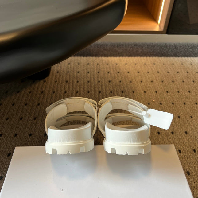 PRADA 26S DOUBLE STRAP SLIDES 35MM IN IVORY WHITE SUEDE