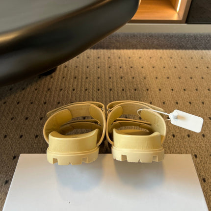 PRADA 26S DOUBLE STRAP SLIDES 35MM IN BEIGE SUEDE