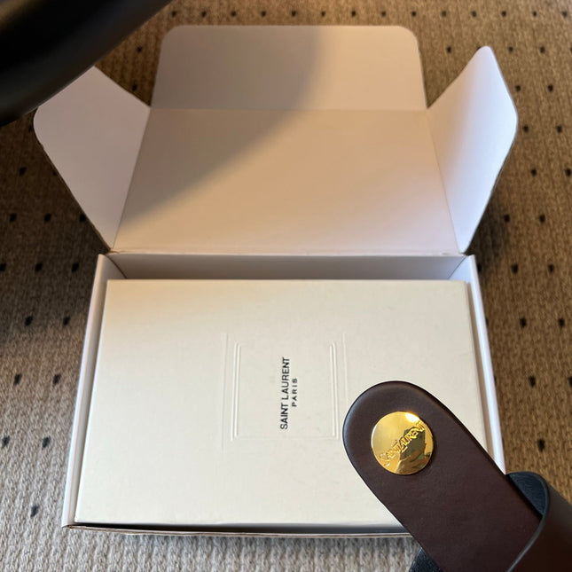 YSL 26S TWO-STRAP SANDALS IN DARK BROWN LAMBSKIN