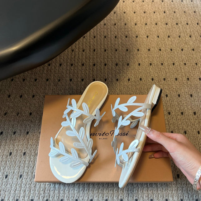 GIANVITO ROSSI 26S SANDALS IN WHITE LAMBSKIN