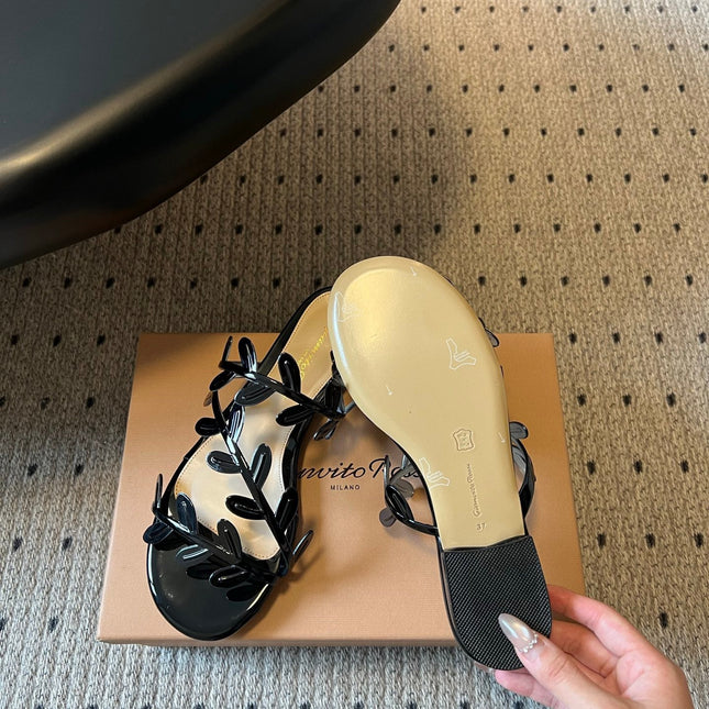 GIANVITO ROSSI 26S SANDALS IN BLACK LAMBSKIN
