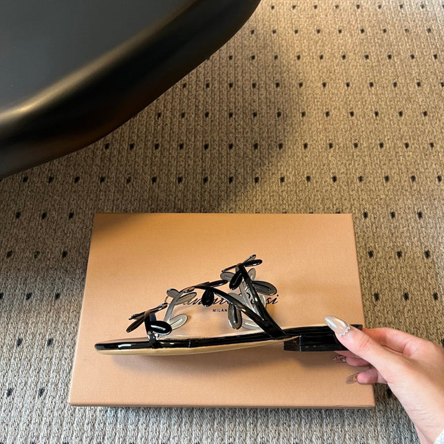 GIANVITO ROSSI 26S SANDALS IN BLACK LAMBSKIN