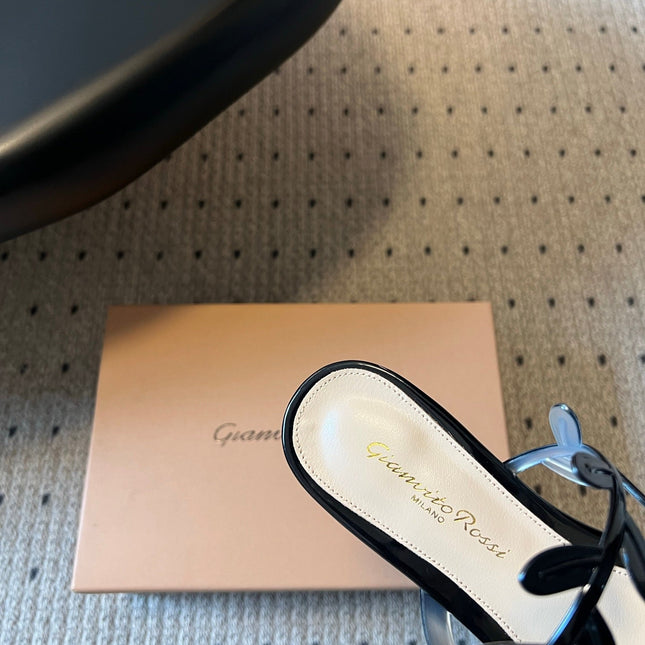 GIANVITO ROSSI 26S SANDALS IN BLACK LAMBSKIN