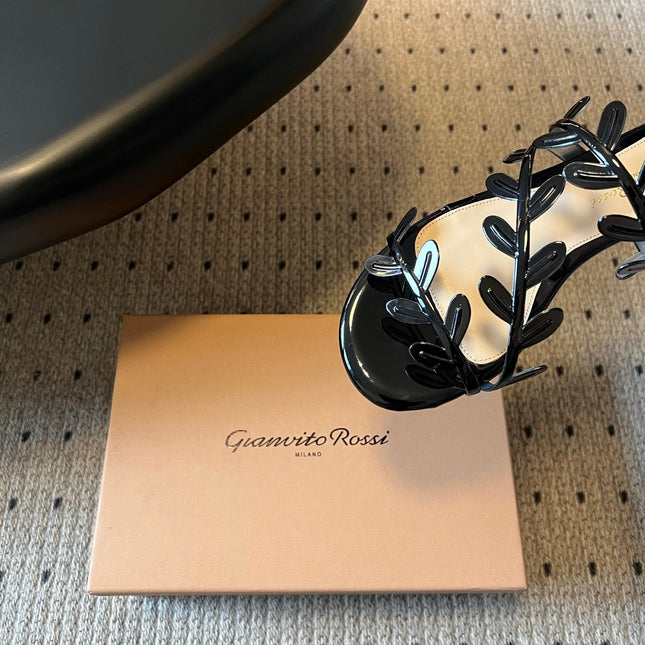 GIANVITO ROSSI 26S SANDALS IN BLACK LAMBSKIN