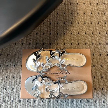 GIANVITO ROSSI 26S SANDALS IN SILVER LAMBSKIN