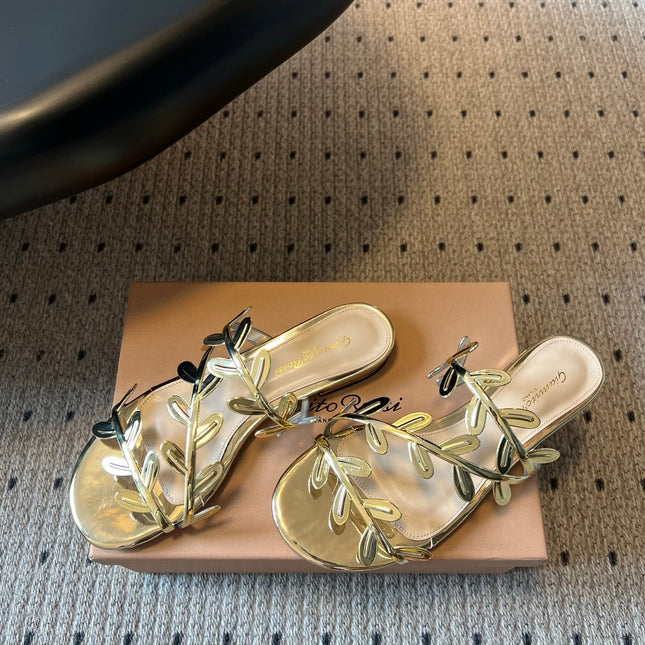 GIANVITO ROSSI 26S SANDALS IN GOLD LAMBSKIN