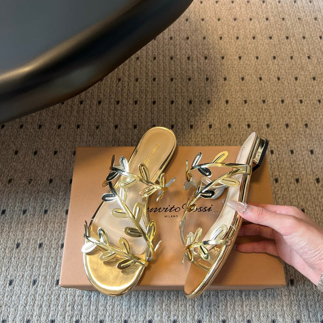 GIANVITO ROSSI 26S SANDALS IN GOLD LAMBSKIN