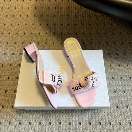 DIOR 26S HIGH-HEEL SANDALS 40 MM IN PINK FABRIC AND LAMBSKIN