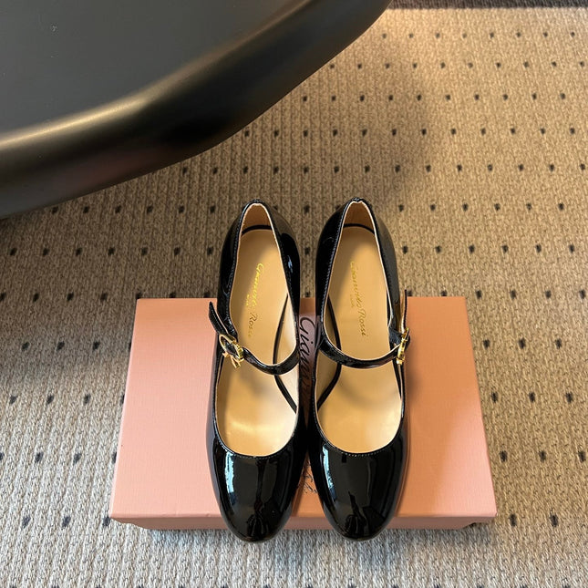 GIANVITO ROSSI 26S MARY JANE HEELS 85 MM IN BLACK PATENT CALFSKIN
