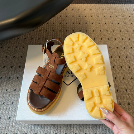 PRADA 26S SANDALS 55MM IN BROWN SUEDE