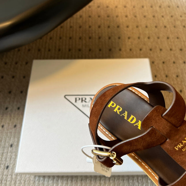 PRADA 26S SANDALS 55MM IN BROWN SUEDE
