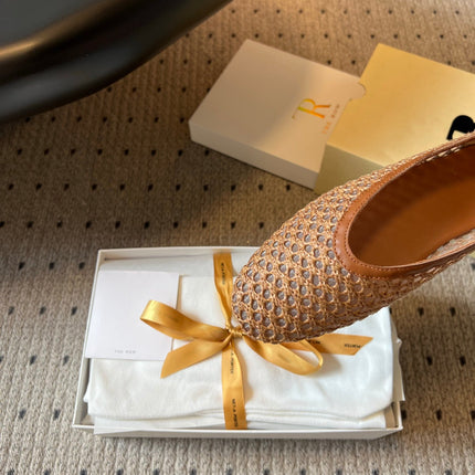 THE ROW 26S BALLET FLATS IN BROWN MESH