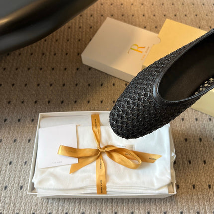 THE ROW 26S BALLET FLATS IN BLACK MESH