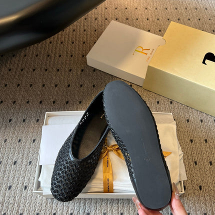 THE ROW 26S BALLET FLATS IN BLACK MESH